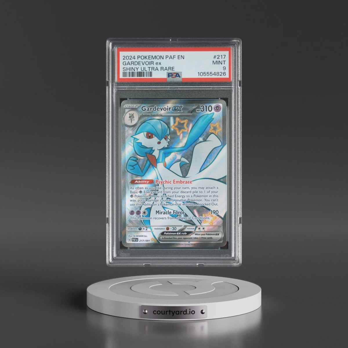 2024 Pokémon Paf EN-Paldean Fates #217 Gardevoir EX - Holo Shiny Ultra Rare (PSA 9 MINT)