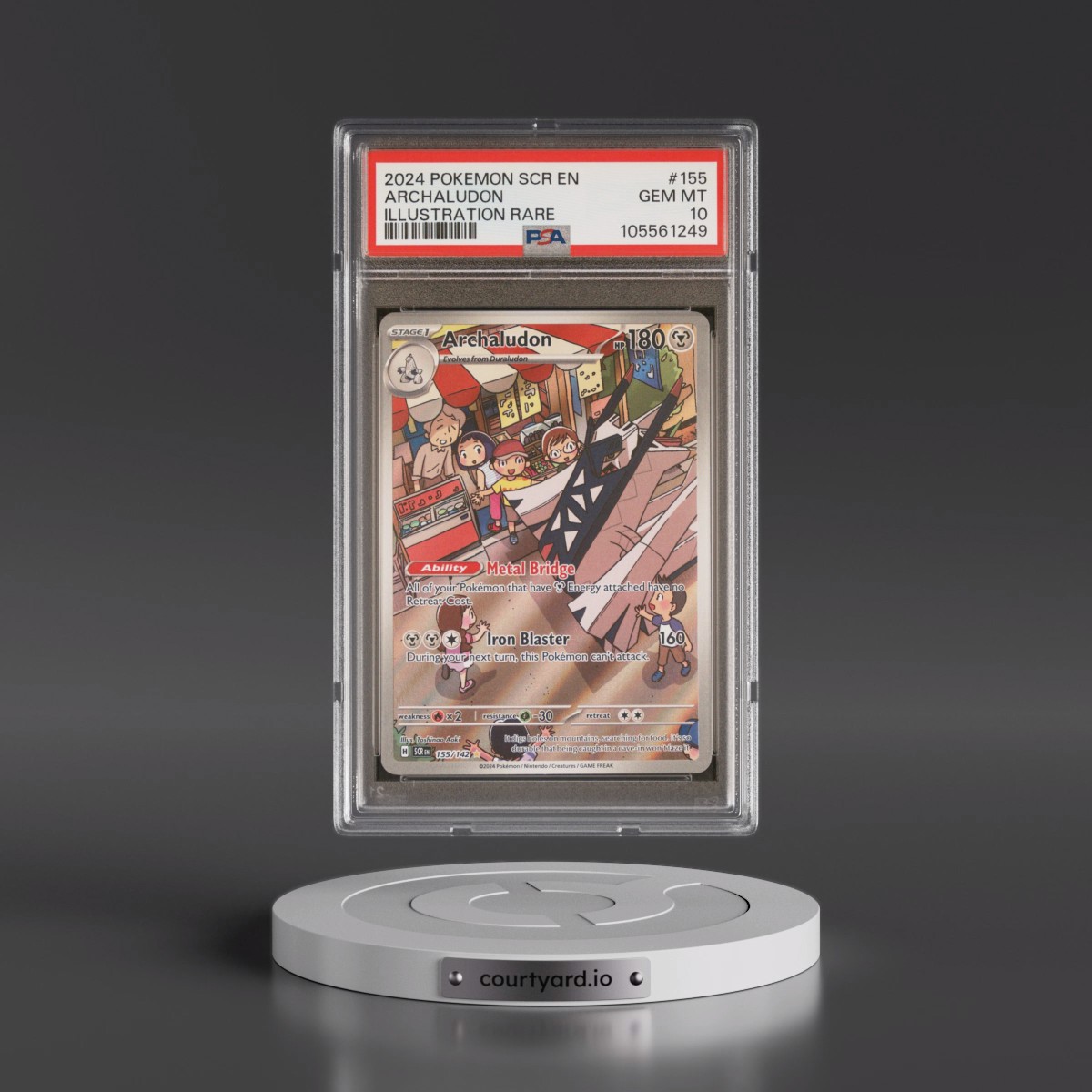 2024 Pokémon Scr EN-Stellar Crown #155 Archaludon - Illustration Rare (PSA 10 GEM MINT)