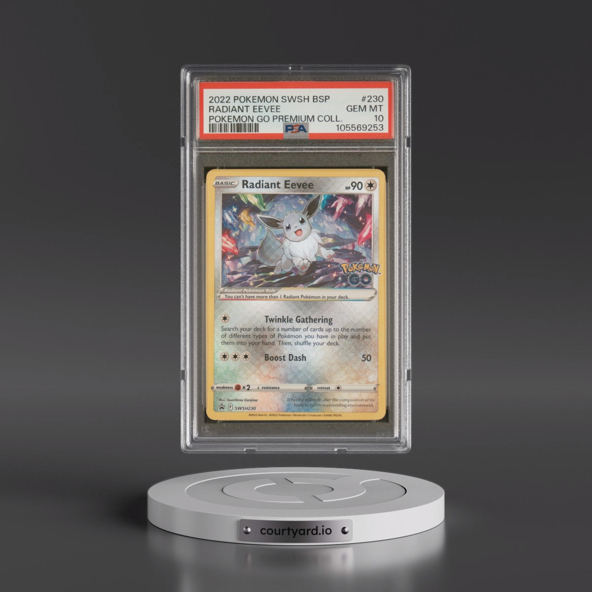 2022 Pokémon Swsh Black Star Promo #230 Radiant Eevee - Holo Pokemon Go Premium Collection Radiant Eevee (PSA 10 GEM MINT)