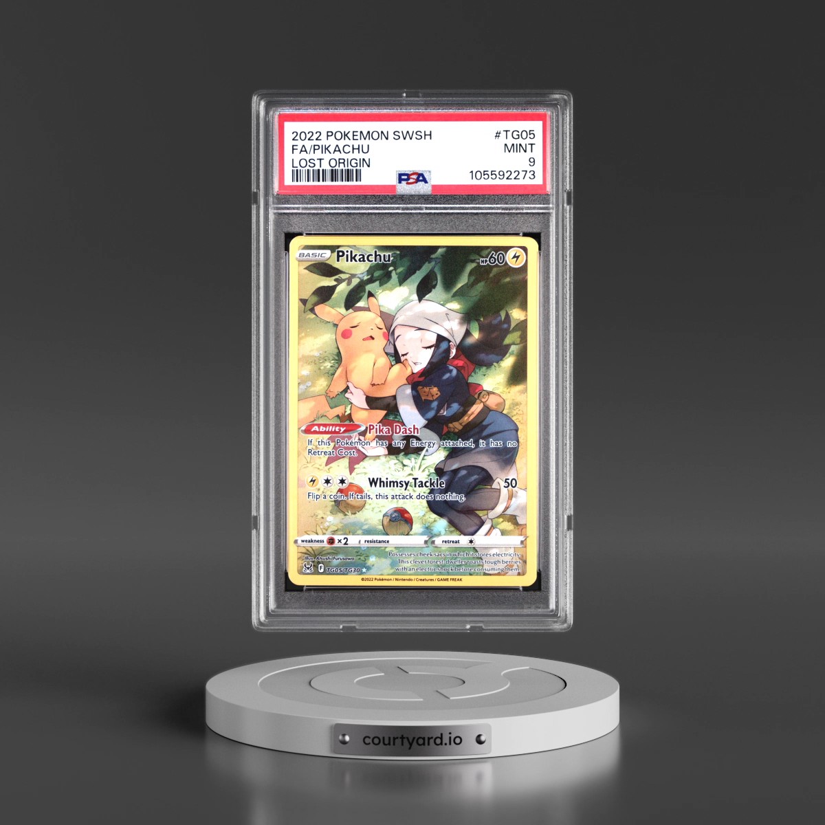 2022 Pokémon Sword & Shield Lost Origin #TG05 Pikachu - Full Art (PSA 9 MINT)