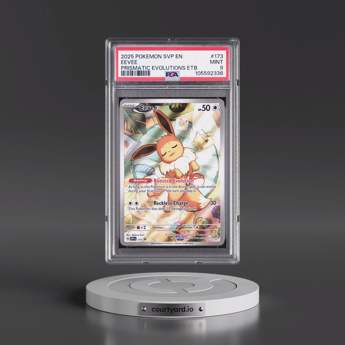 2025 Pokémon Svp EN-SV Black Star Promo #173 Eevee - Prismatic Evolutions Elite Trainer Box (PSA 9 MINT)