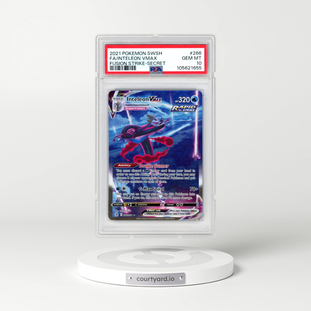 2021 Pokémon Sword & Shield Fusion Strike #266 Inteleon Vmax - Full Art Secret (PSA 10 GEM MINT)