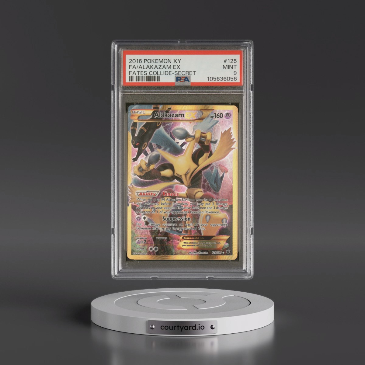 2016 Pokémon XY Fates Collide #125 Alakazam EX - Holo Full Art Secret (PSA 9 MINT)