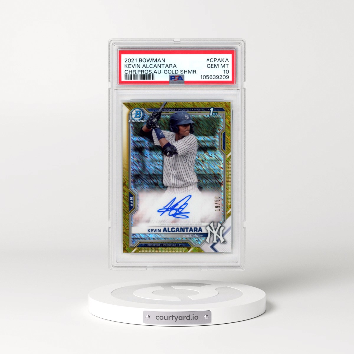 2021 Bowman Chrome Prospect Autographs #CPAKA Kevin Alcantara - Gold Shimmer Refractor (PSA 10 GEM MINT)