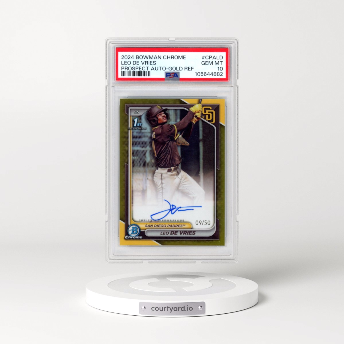 2024 Bowman Chrome Prospect Autographs #CPALD Leo de Vries - Gold Refractor (PSA 10 GEM MINT)