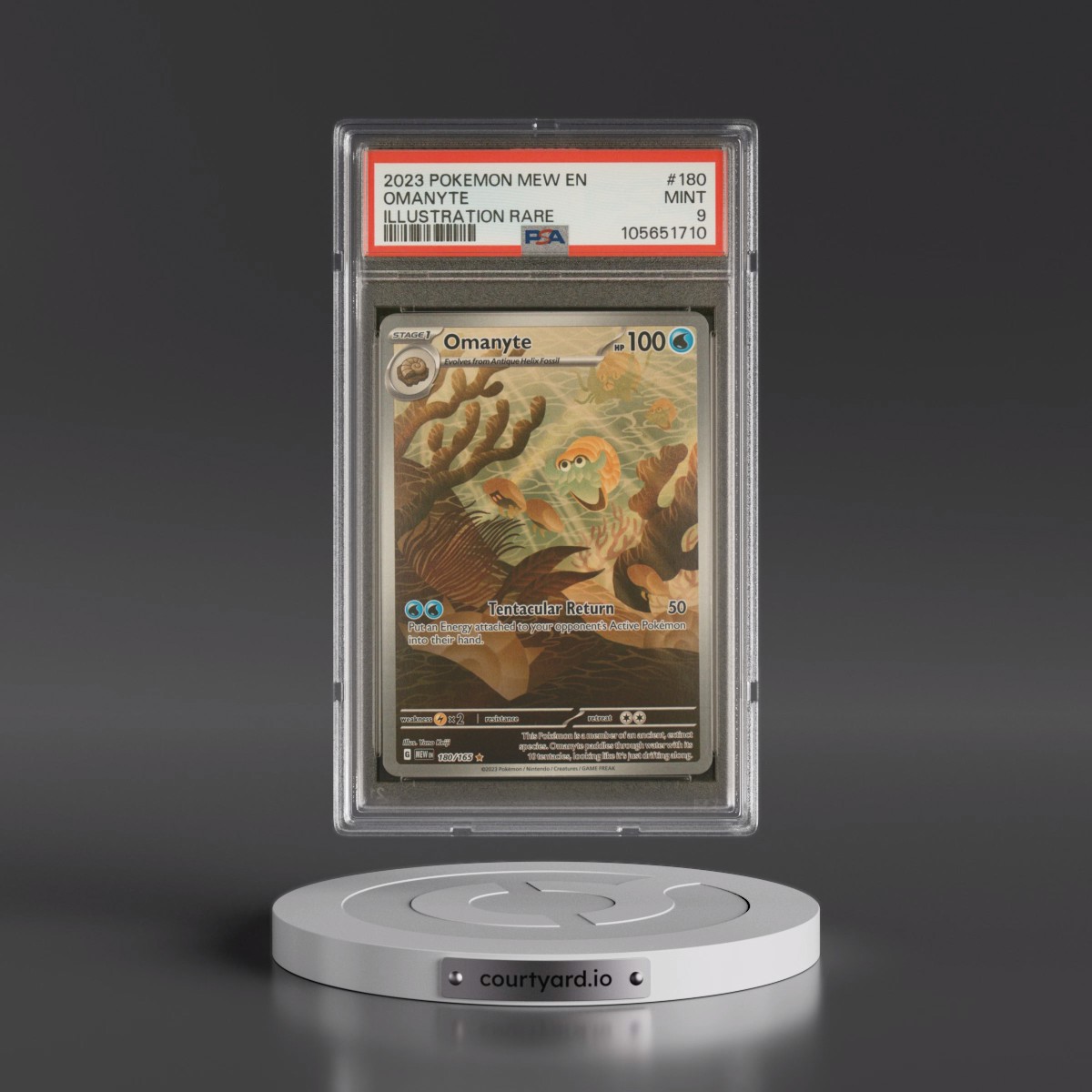 2023 Pokémon Mew EN-151 #180 Omanyte - Illustration Rare (PSA 9 MINT)