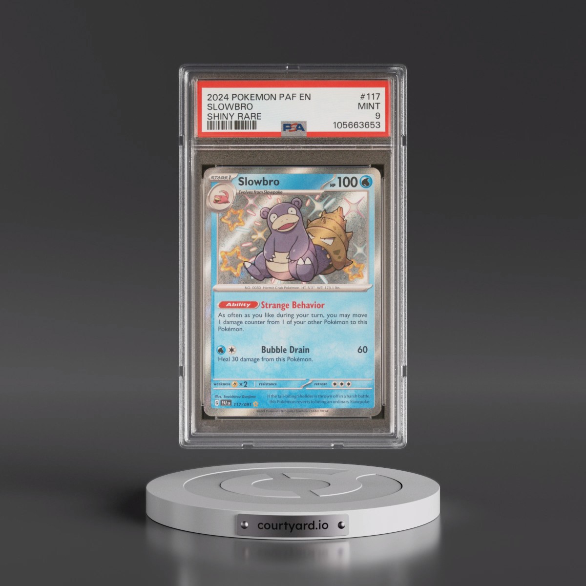 2024 Pokémon Paf EN-Paldean Fates #117 Slowbro - Shiny Rare (PSA 9 MINT)