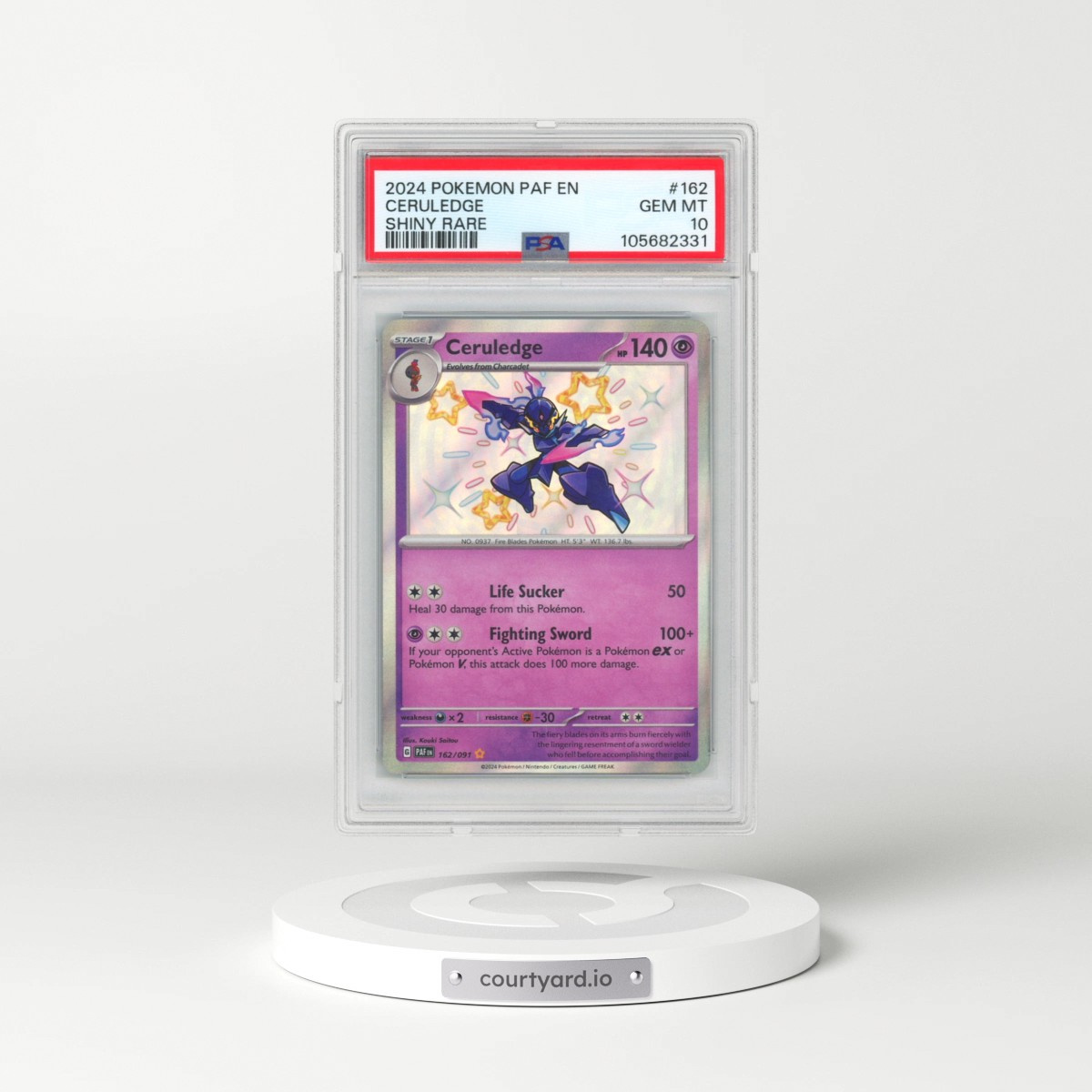 2024 Pokémon Paf EN-Paldean Fates #162 Ceruledge - Shiny Rare (PSA 10 GEM MINT)