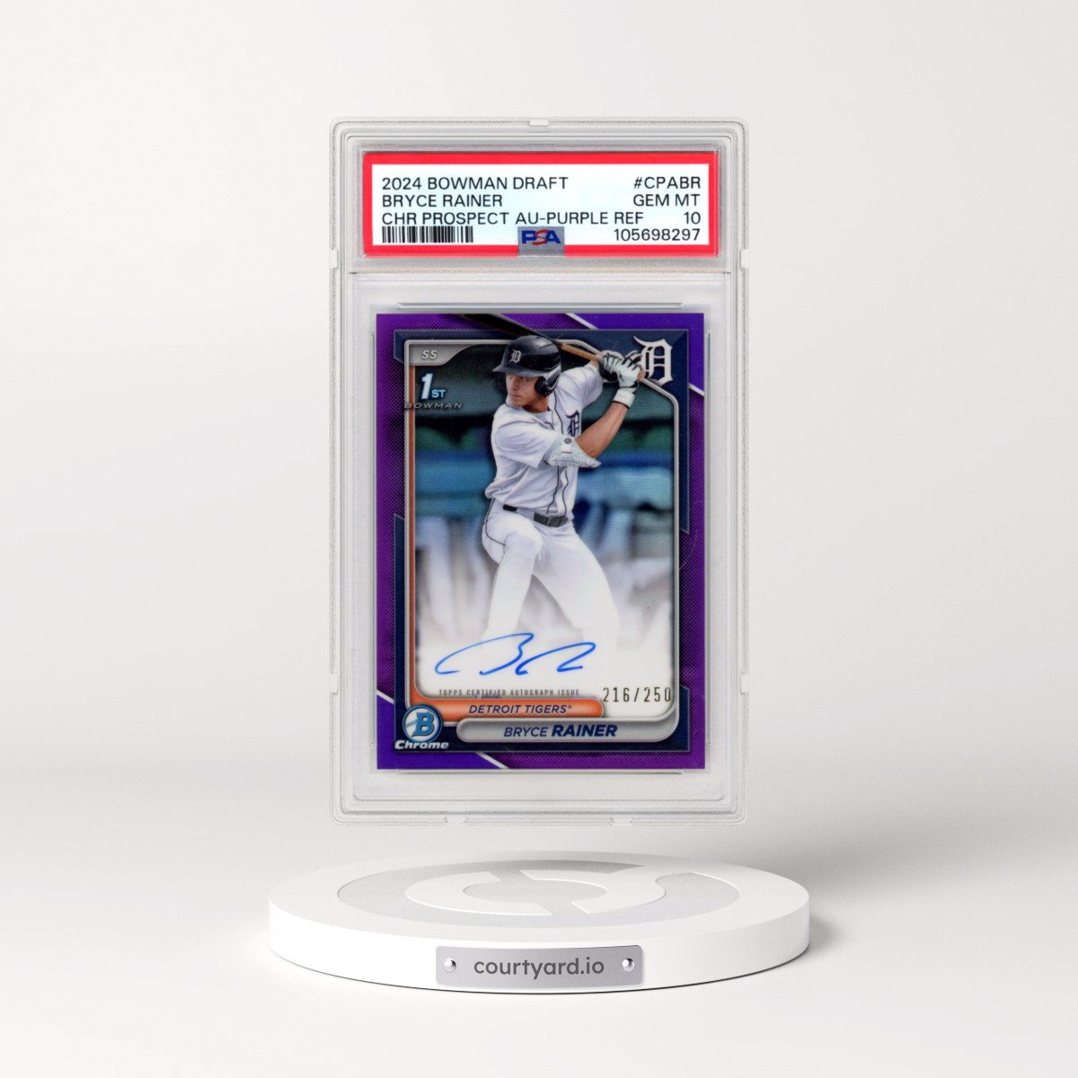 2024 Bowman Draft Chrome Prospect Autographs #CPABR Bryce Rainer - Purple Refractor (PSA 10 GEM MINT)