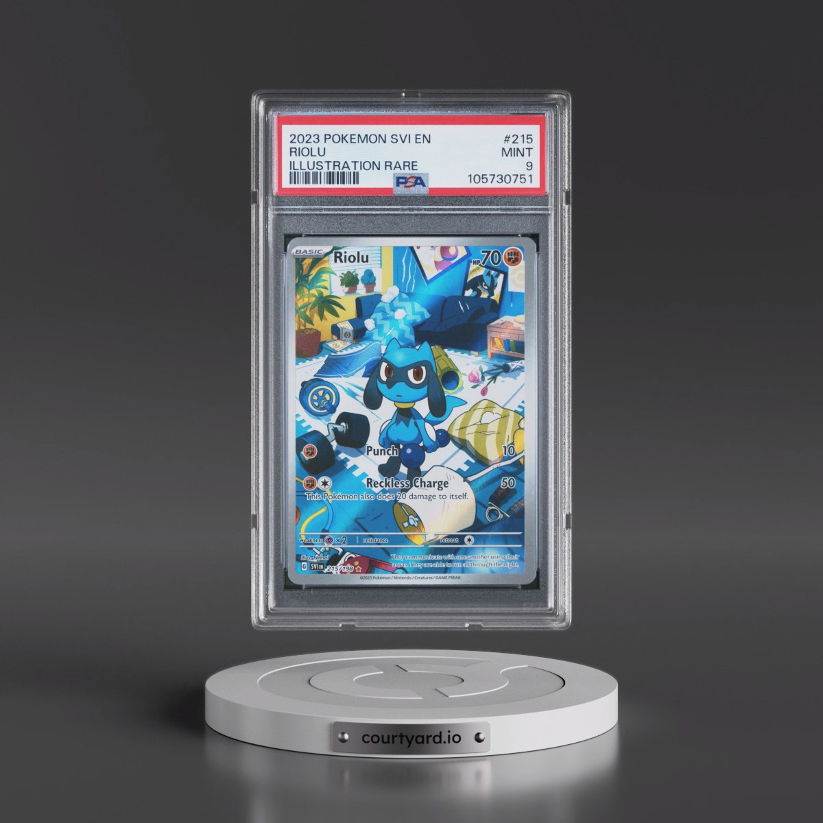 2023 Pokémon Svi EN-Scarlet & Violet #215 Riolu - Illustration Rare (PSA 9 MINT)