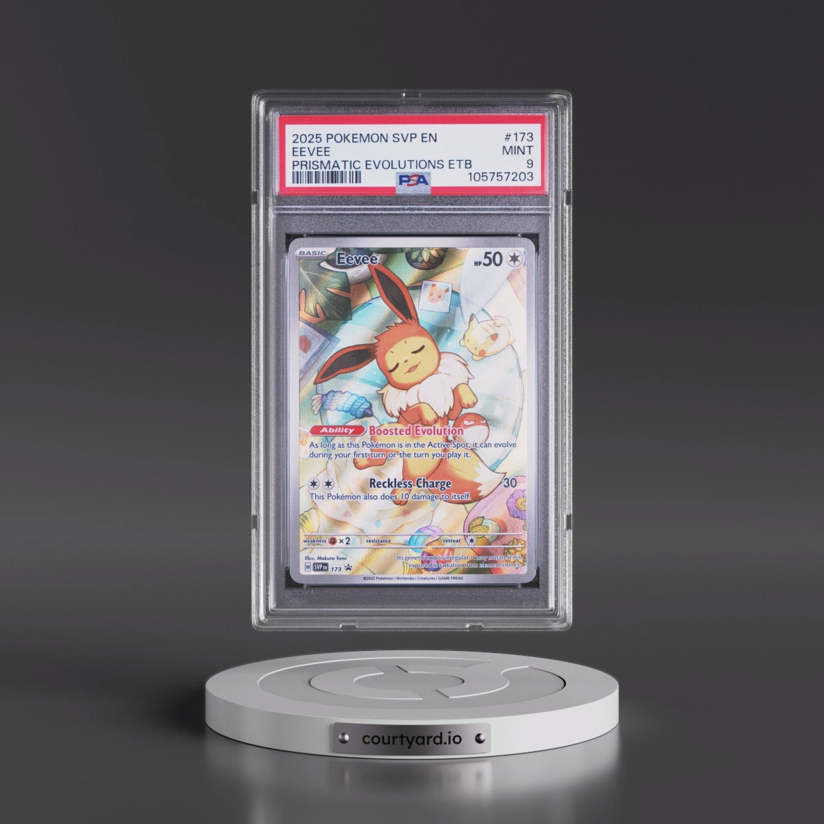 2025 Pokémon Svp EN-SV Black Star Promo #173 Eevee - Prismatic Evolutions Elite Trainer Box (PSA 9 MINT)