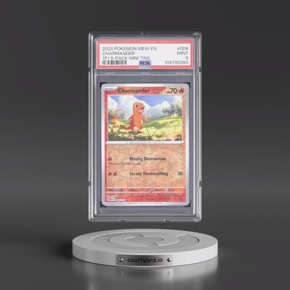 2024 Pokémon Mew EN-151 #004 Charmander - 151 5-Pack Mini Tin (PSA 9 MINT)