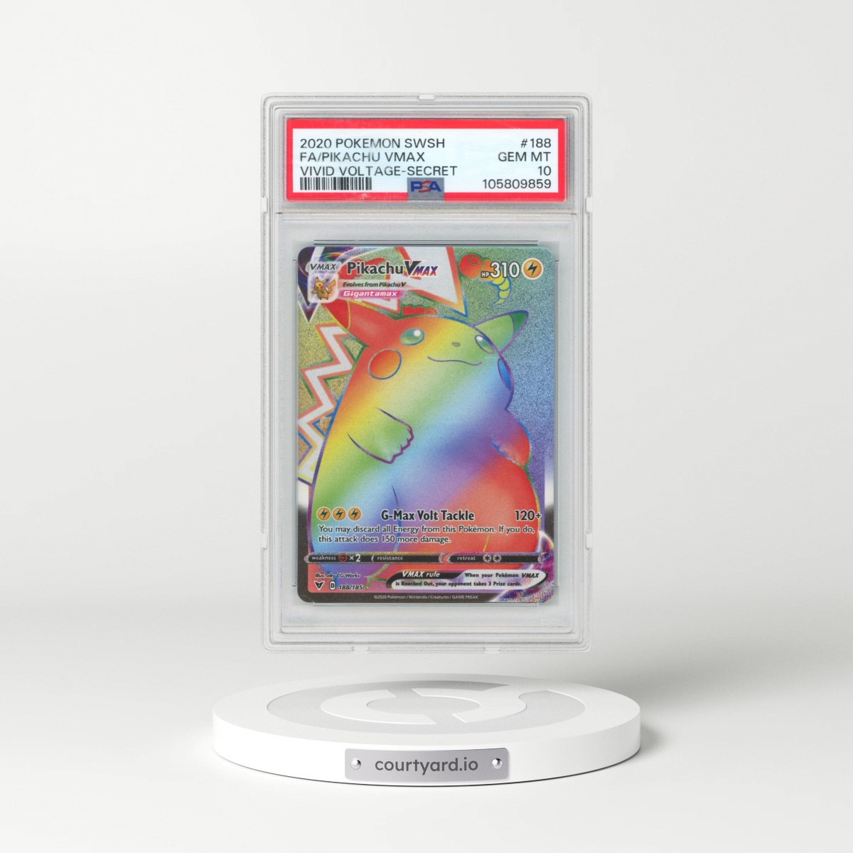 2020 Pokémon Sword & Shield Vivid Voltage #188 Pikachu Vmax - Full Art Secret (PSA 10 GEM MINT)