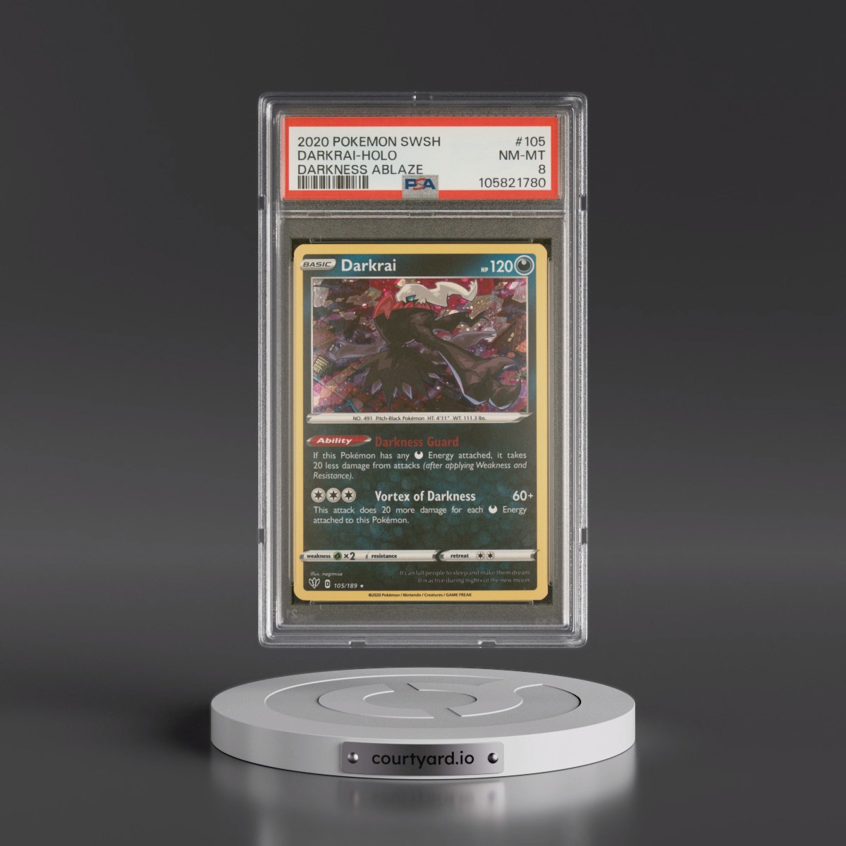 2020 Pokémon Sword & Shield Darkness Ablaze #105 Darkrai - Holo (PSA 8 NM-MT)