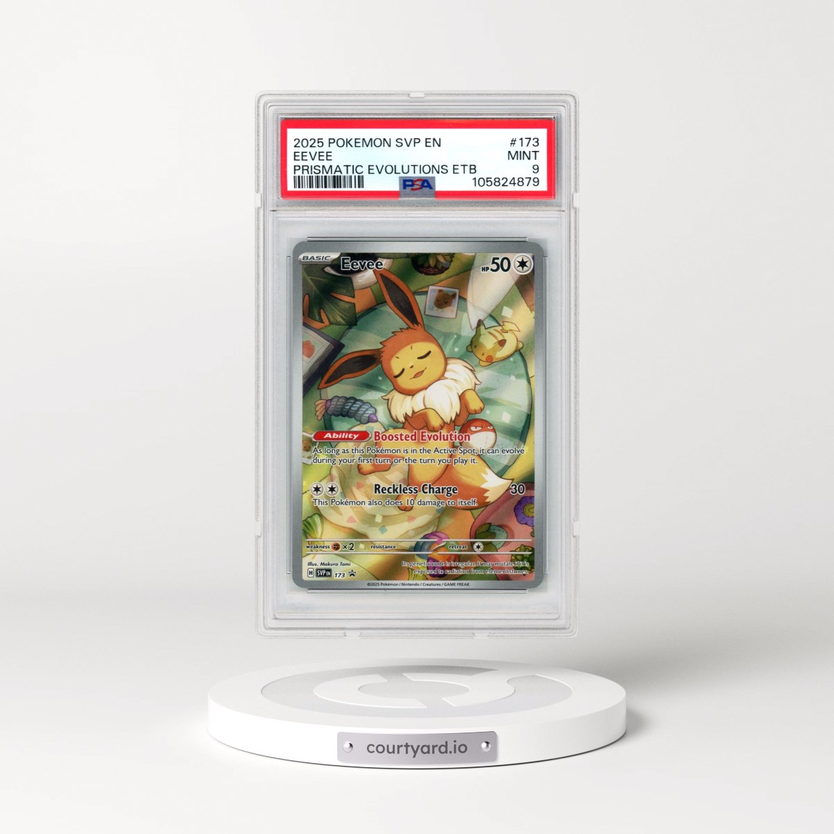 2025 Pokémon Svp EN-SV Black Star Promo #173 Eevee - Prismatic Evolutions Elite Trainer Box (PSA 9 MINT)