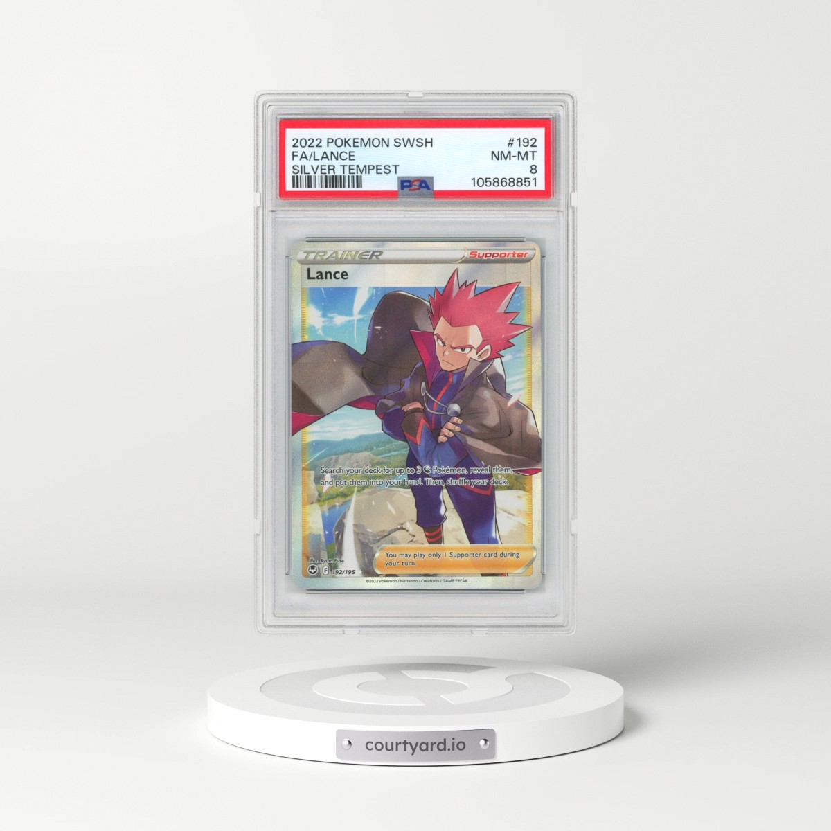 2022 Pokémon Sword & Shield Silver Tempest #192 Lance - Full Art (PSA 8 NM-MT)