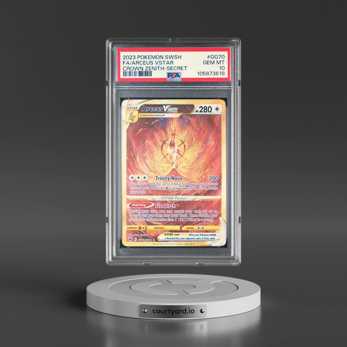 2023 Pokémon Sword and Shield Crown Zenith #GG70 Arceus Vstar - Full Art Secret (PSA 10 GEM MINT)