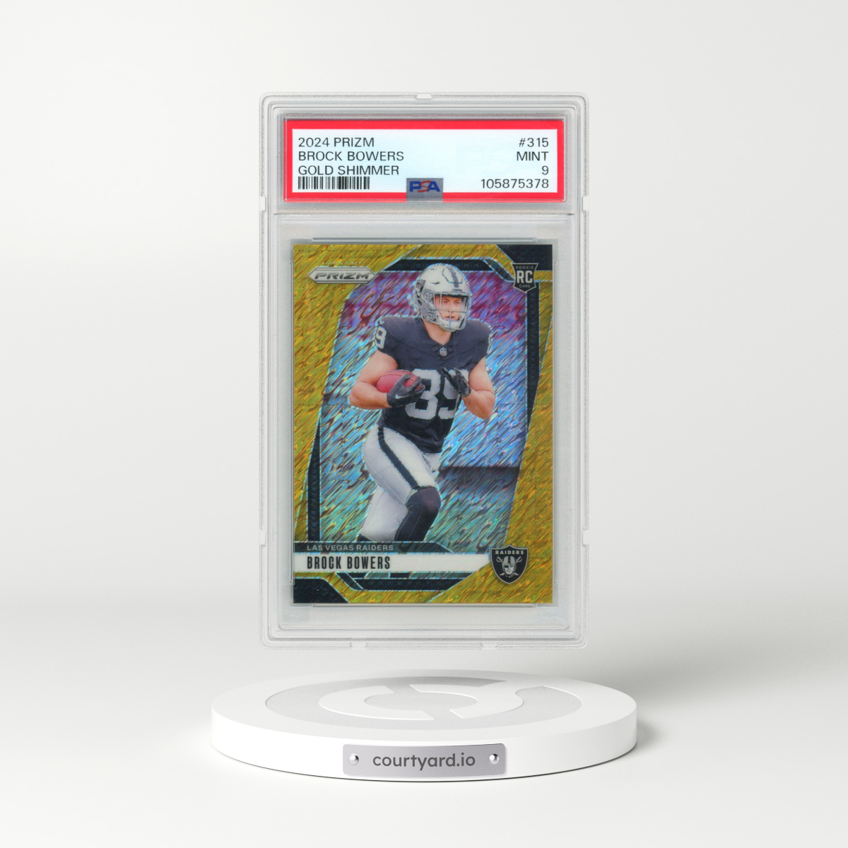 2024 Panini Prizm #315 Brock Bowers - Gold Shimmer (PSA 9 MINT)