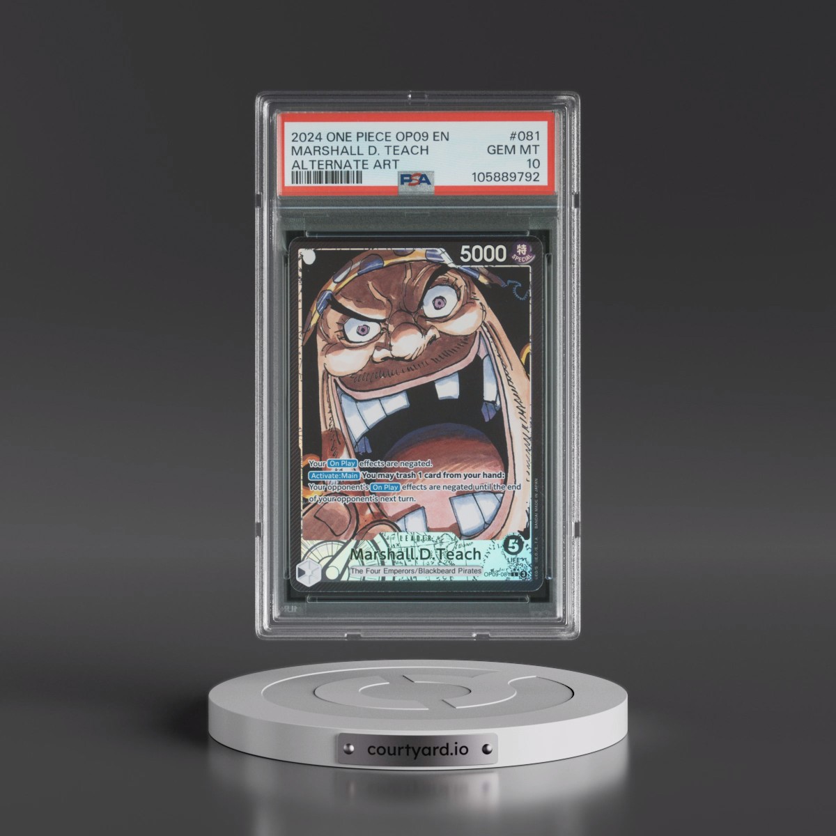 2024 One Piece OP09-Emperors in the New World Marshall D. Teach - Alternate Art #081 PSA 10