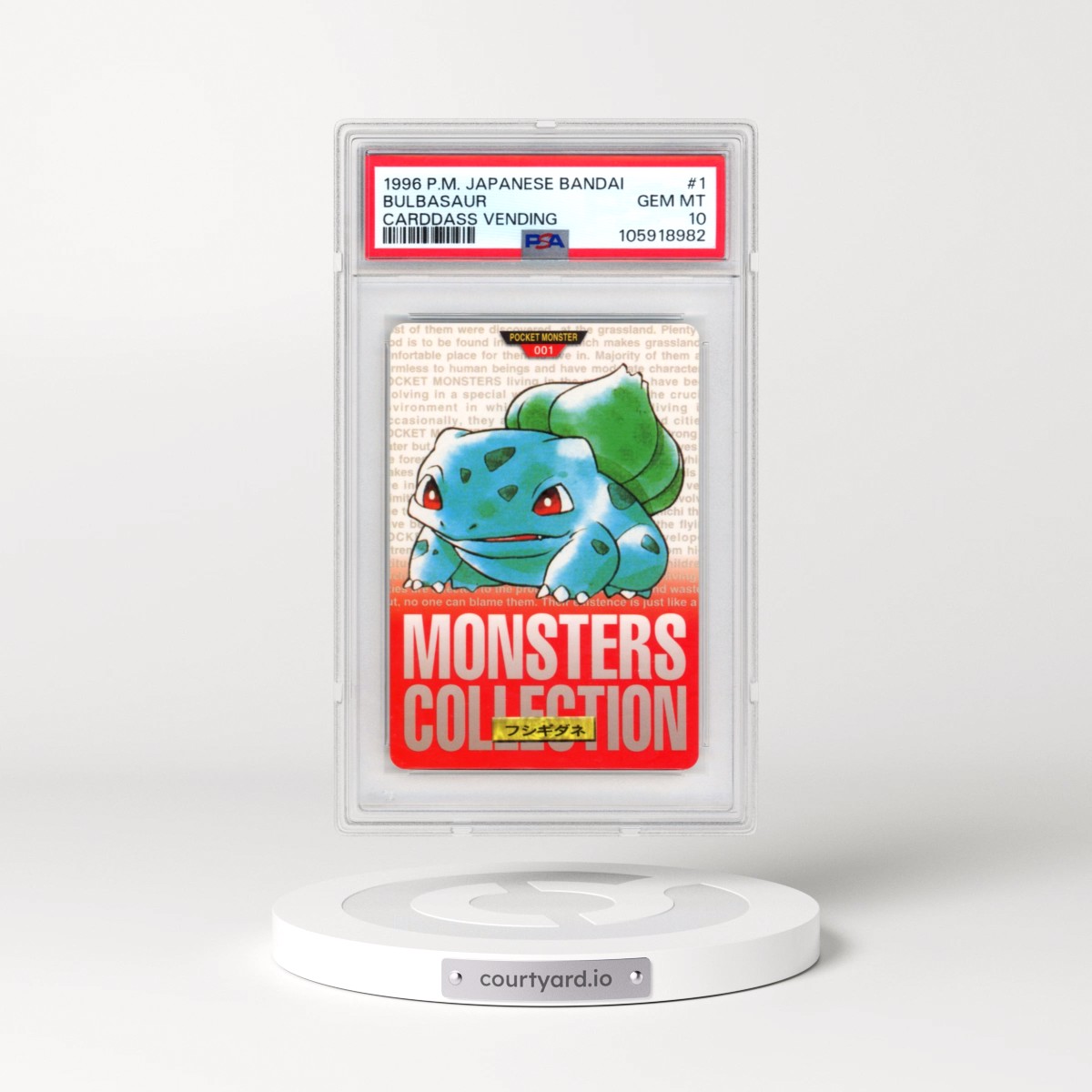 1996 Pokémon Bandai Carddass Vending #1 Bulbasaur (PSA 10 GEM MINT)