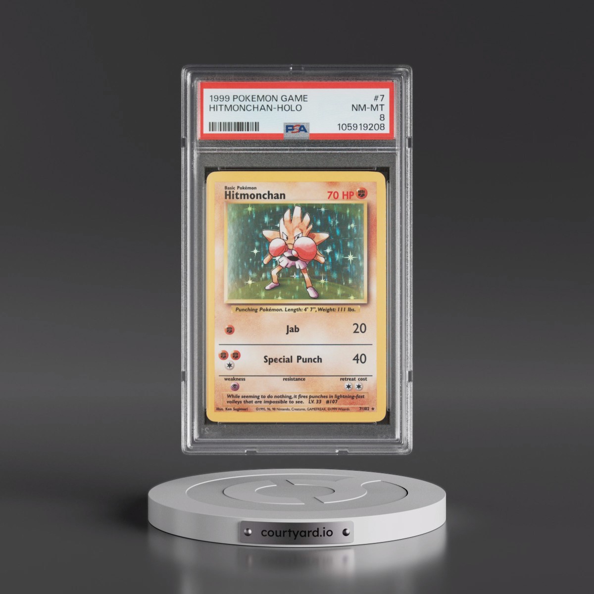 1999 Pokémon Game #7 Hitmonchan - Holo (PSA 8 NM-MT)