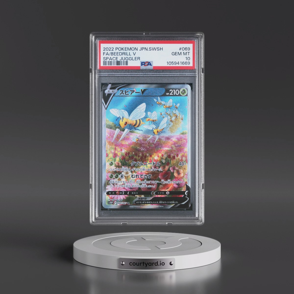 2022 Pokémon Sword & Shield Space Juggler #069 Beedrill V - Holo Full Art (PSA 10 GEM MINT)
