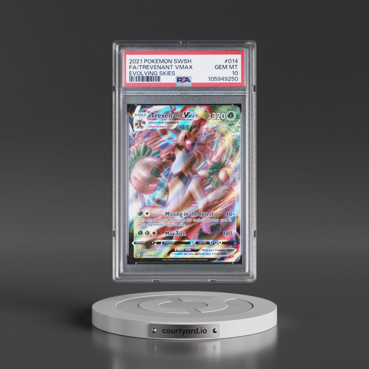2021 Pokémon Sword & Shield Evolving Skies #014 Trevenant Vmax - Full Art (PSA 10 GEM MINT)