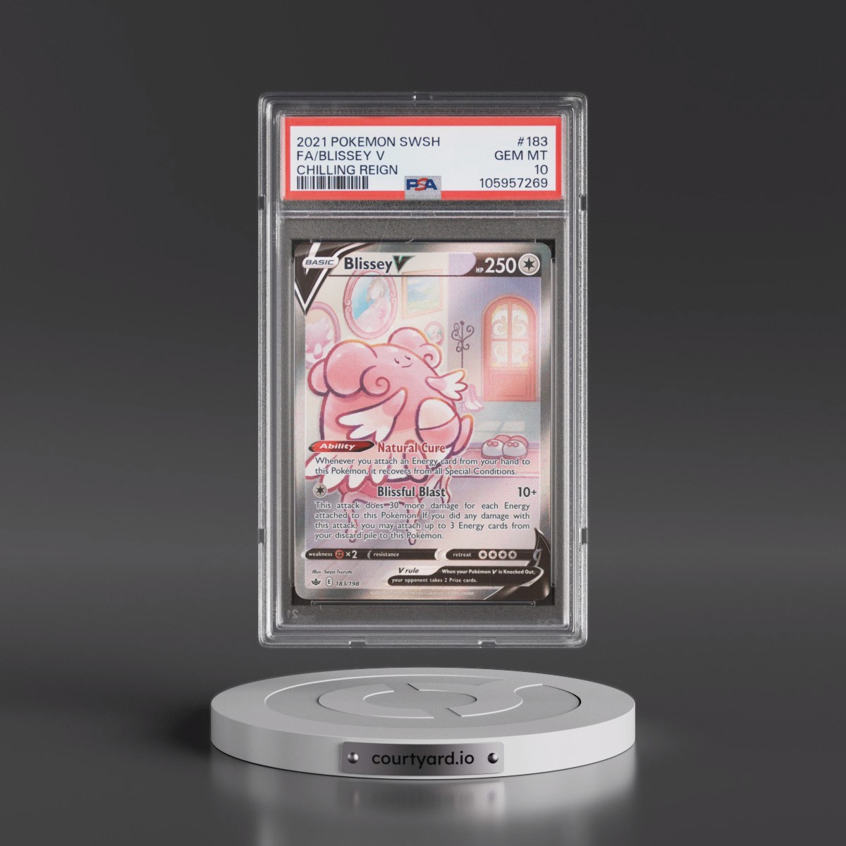 2021 Pokémon Sword & Shield Chilling Reign #183 Blissey V - Holo Full Art (PSA 10 GEM MINT)