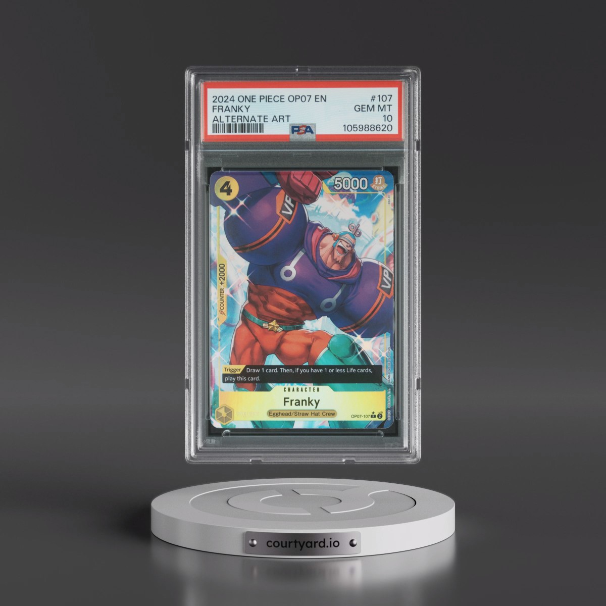 2024 One Piece OP07-500 Years in the Future #107 Franky - Alternate Art (PSA 10 GEM MINT)