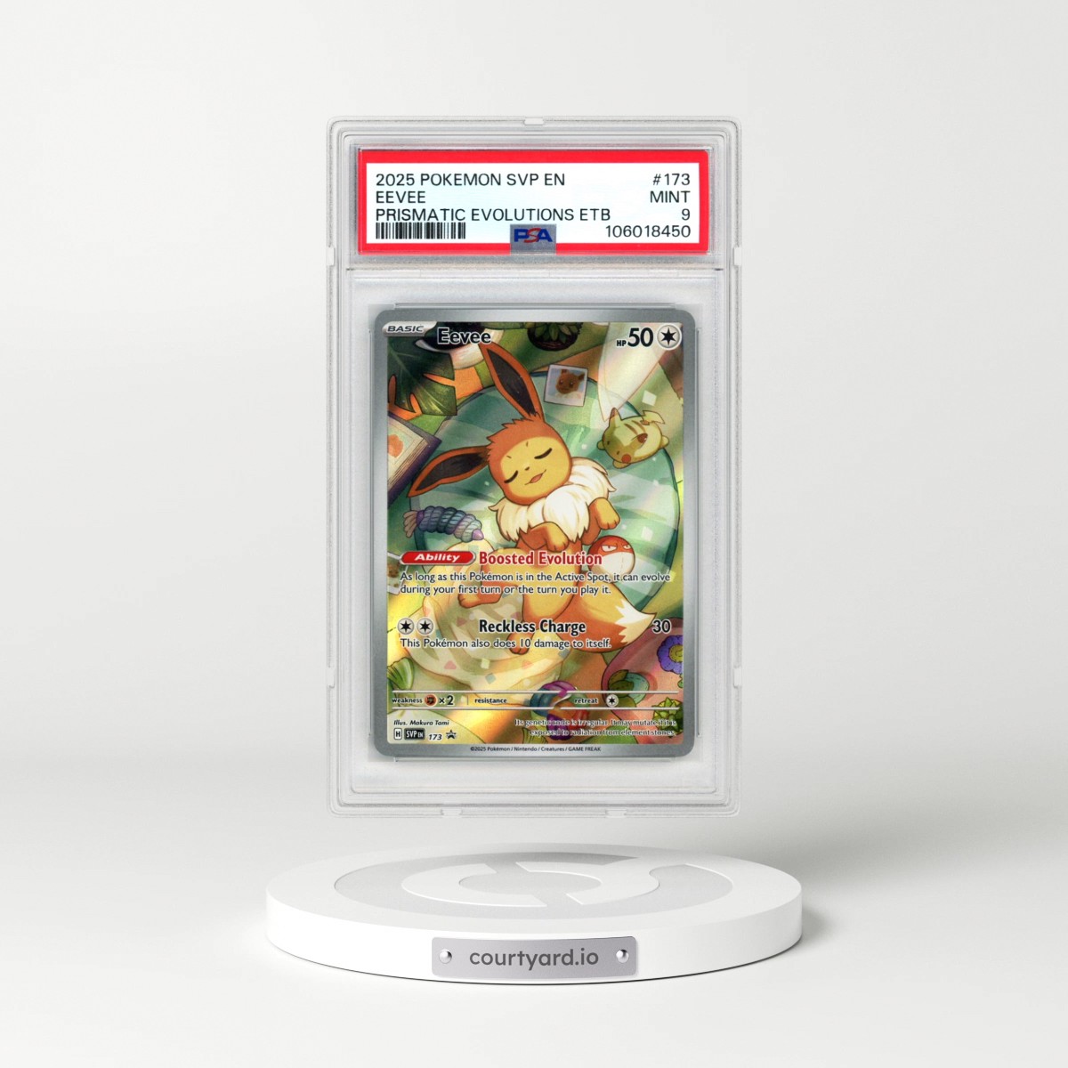 2025 Pokémon Svp EN-SV Black Star Promo #173 Eevee - Prismatic Evolutions Elite Trainer Box (PSA 9 MINT)