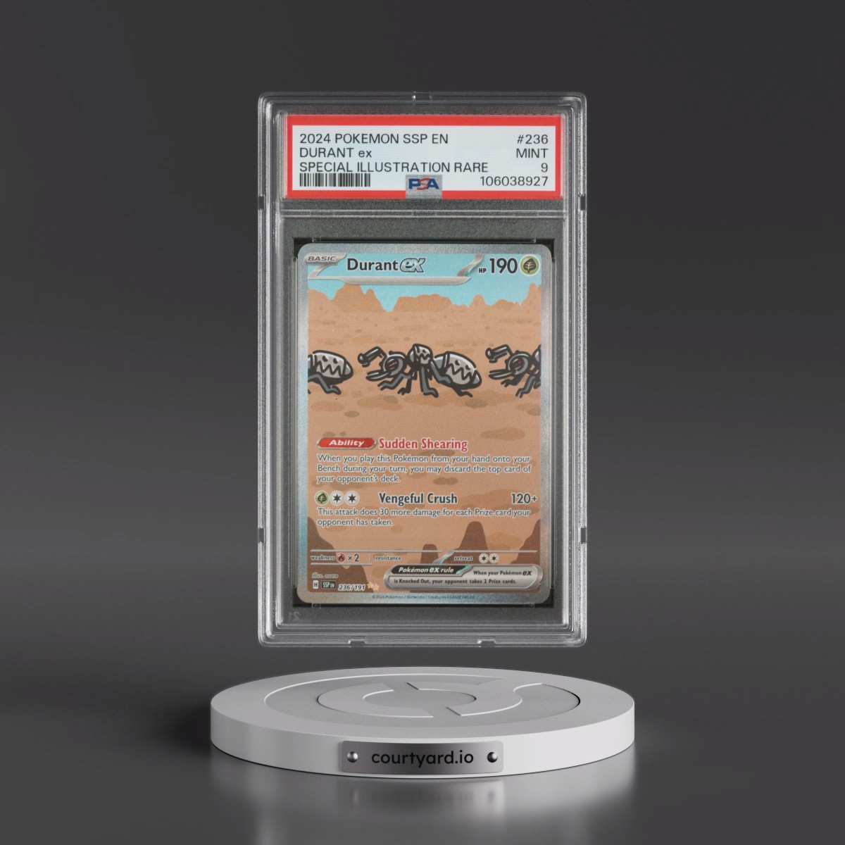 2024 Pokémon Ssp EN-Surging Sparks #236 Durant EX - Holo Special Illustration Rare (PSA 9 MINT)