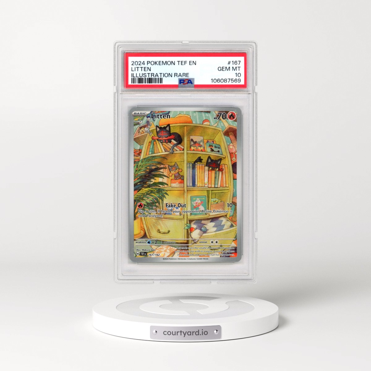 2024 Pokémon Tef EN-Temporal Forces #167 Litten - Illustration Rare (PSA 10 GEM MINT)