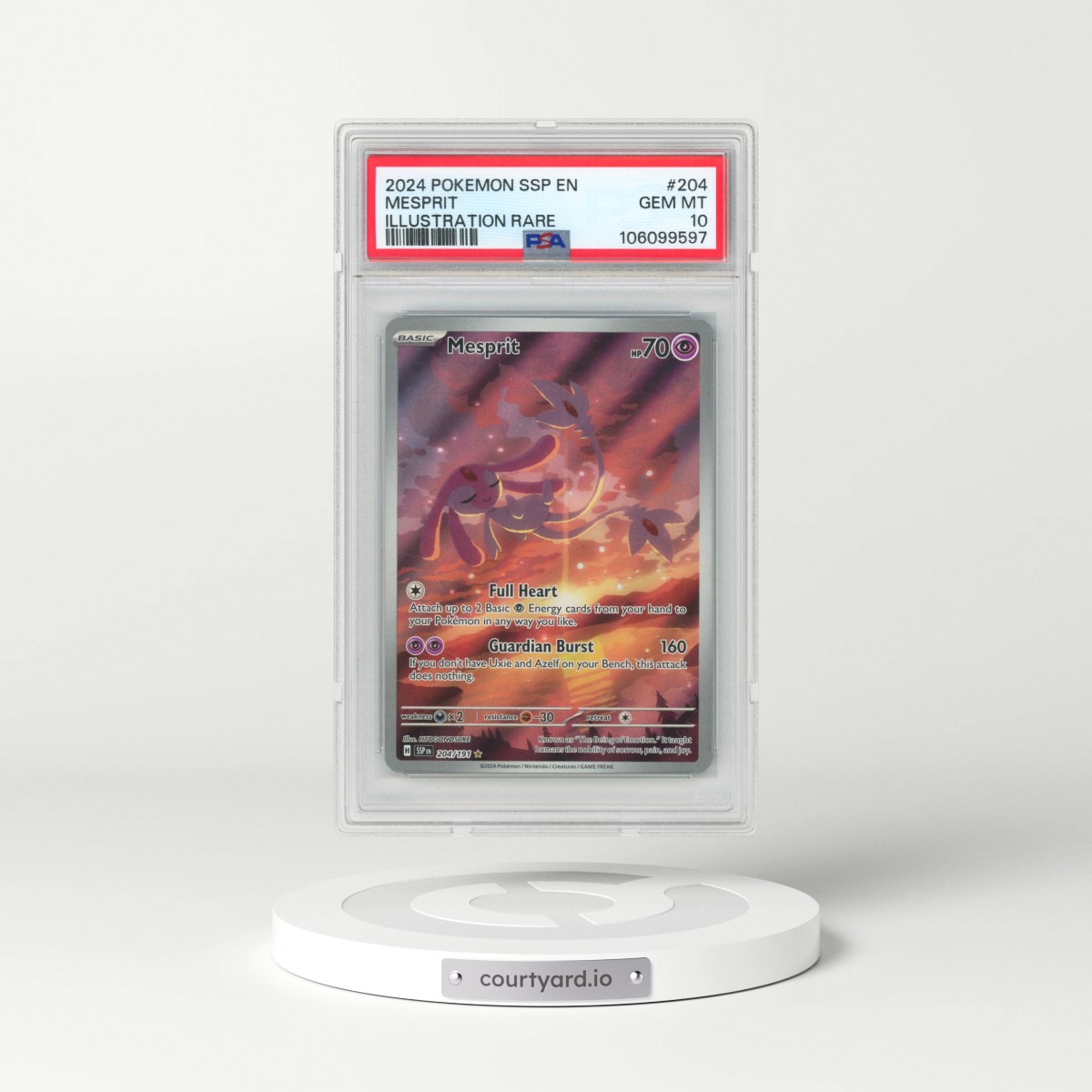 2024 Pokémon Ssp EN-Surging Sparks #204 Mesprit - Illustration Rare (PSA 10 GEM MINT)