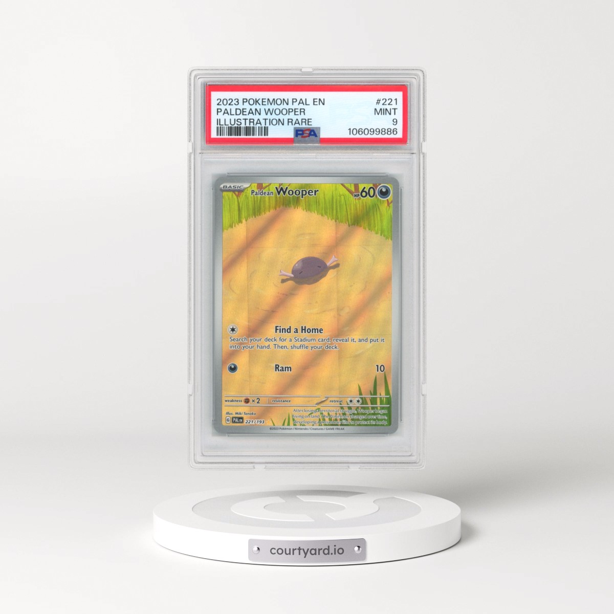 2023 Pokémon Pal EN-Paldea Evolved #221 Paldean Wooper - Illustration Rare (PSA 9 MINT)