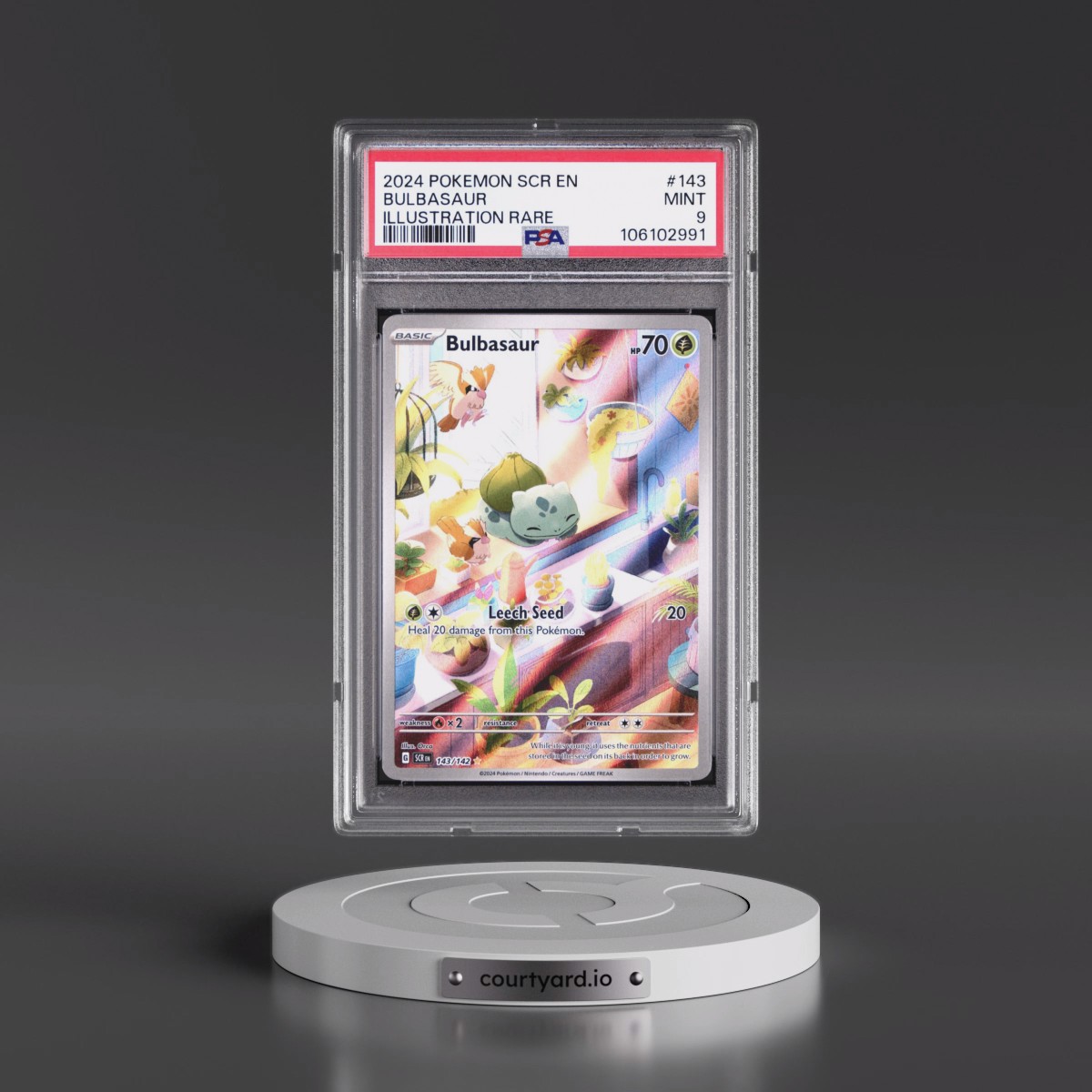 2024 Pokémon Scr EN-Stellar Crown #143 Bulbasaur - Illustration Rare (PSA 9 MINT)