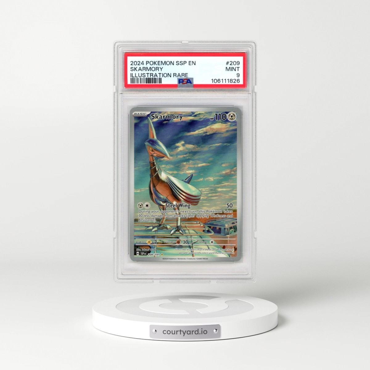 2024 Pokémon Ssp EN-Surging Sparks #209 Skarmory - Illustration Rare (PSA 9 MINT)