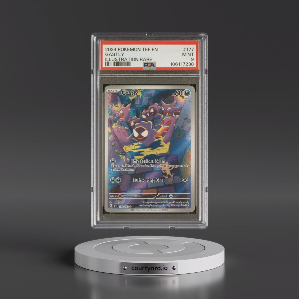 2024 Pokémon Tef EN-Temporal Forces #177 Gastly - Illustration Rare (PSA 9 MINT)