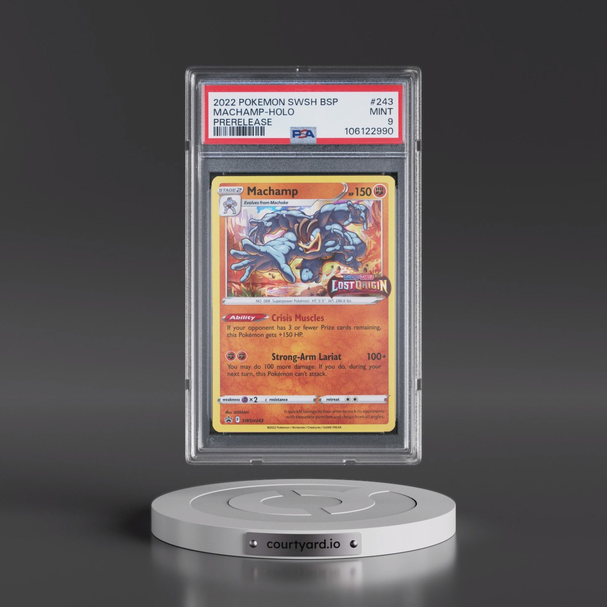 2022 Pokémon Swsh Black Star Promo #243 Machamp - Holo Prerelease (PSA 9 MINT)