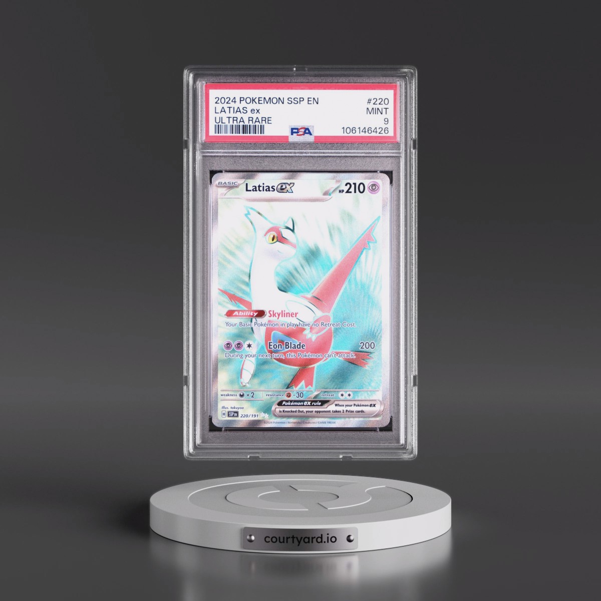 2024 Pokémon Ssp EN-Surging Sparks #220 Latias EX - Holo Ultra Rare (PSA 9 MINT)