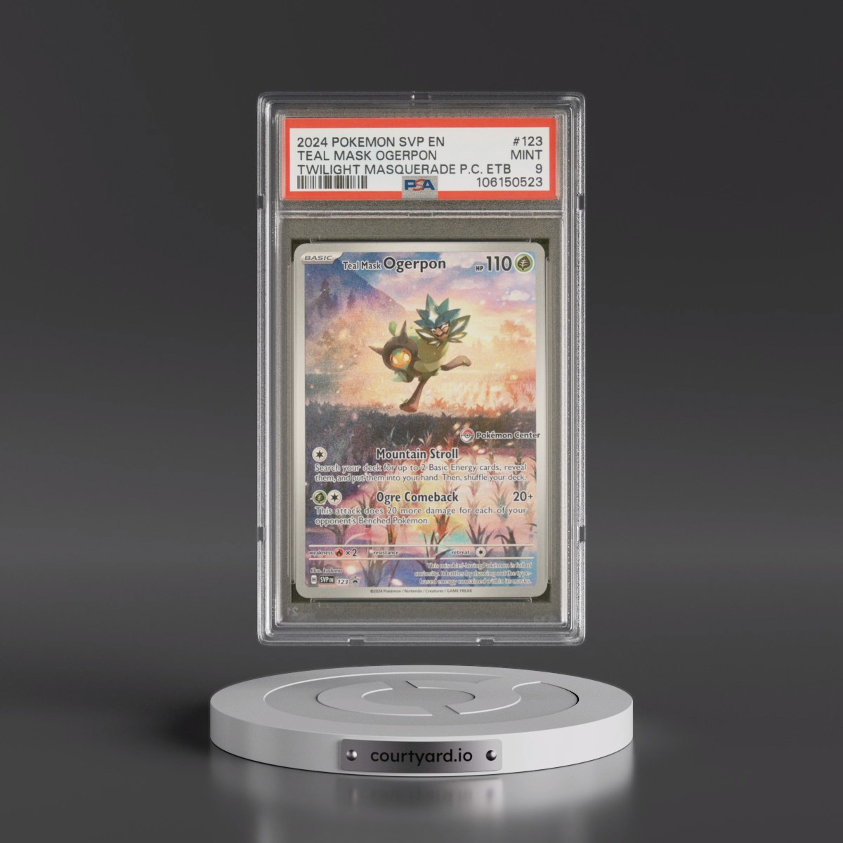 2024 Pokémon Svp EN-SV Black Star Promo #123 Teal Mask Ogerpon - Twilight Masquerade Pokemon Center Elite Trainer Box (PSA 9 MINT)