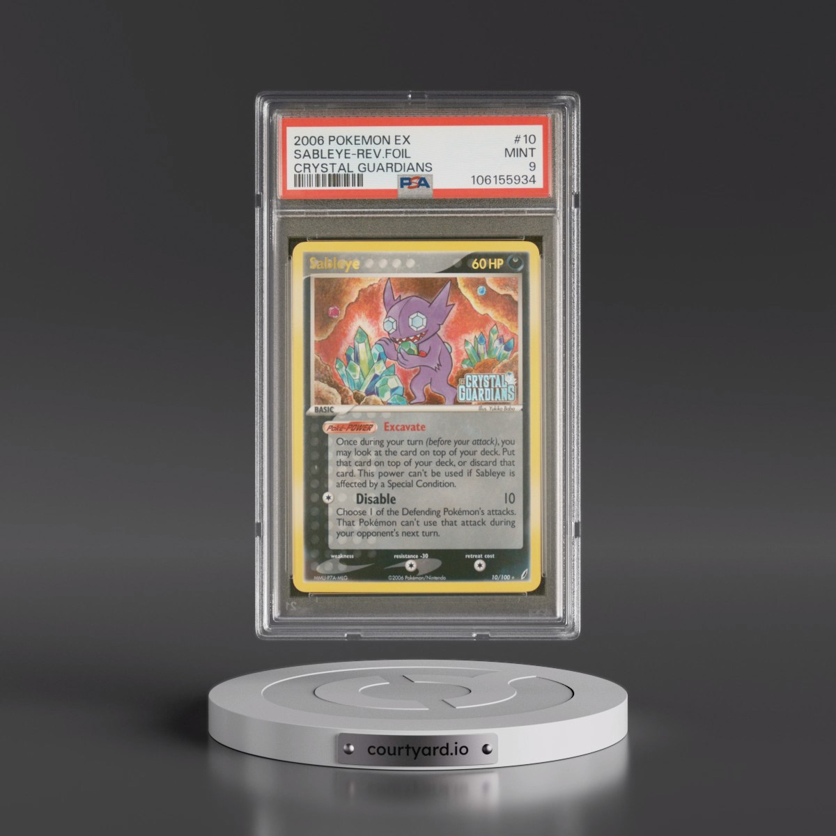 2006 Pokémon EX Crystal Guardians #10 Sableye - Reverse Foil (PSA 9 MINT)