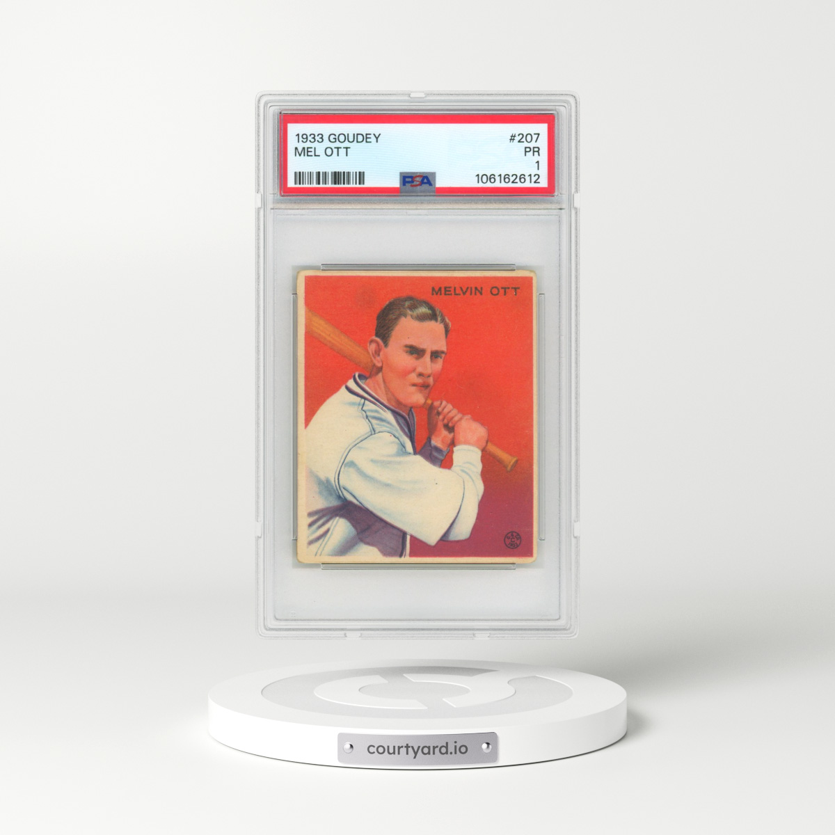 1933 Goudey #207 Mel Ott (PSA 1 PR)