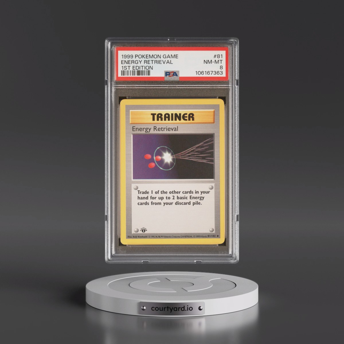 1999 Pokémon Game #81 Energy Retrieval - 1st Edition (PSA 8 NM-MT)