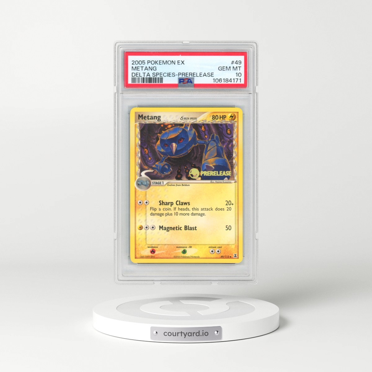 2005 Pokémon EX Delta Species #49 Metang - Prerelease (PSA 10 GEM MINT)