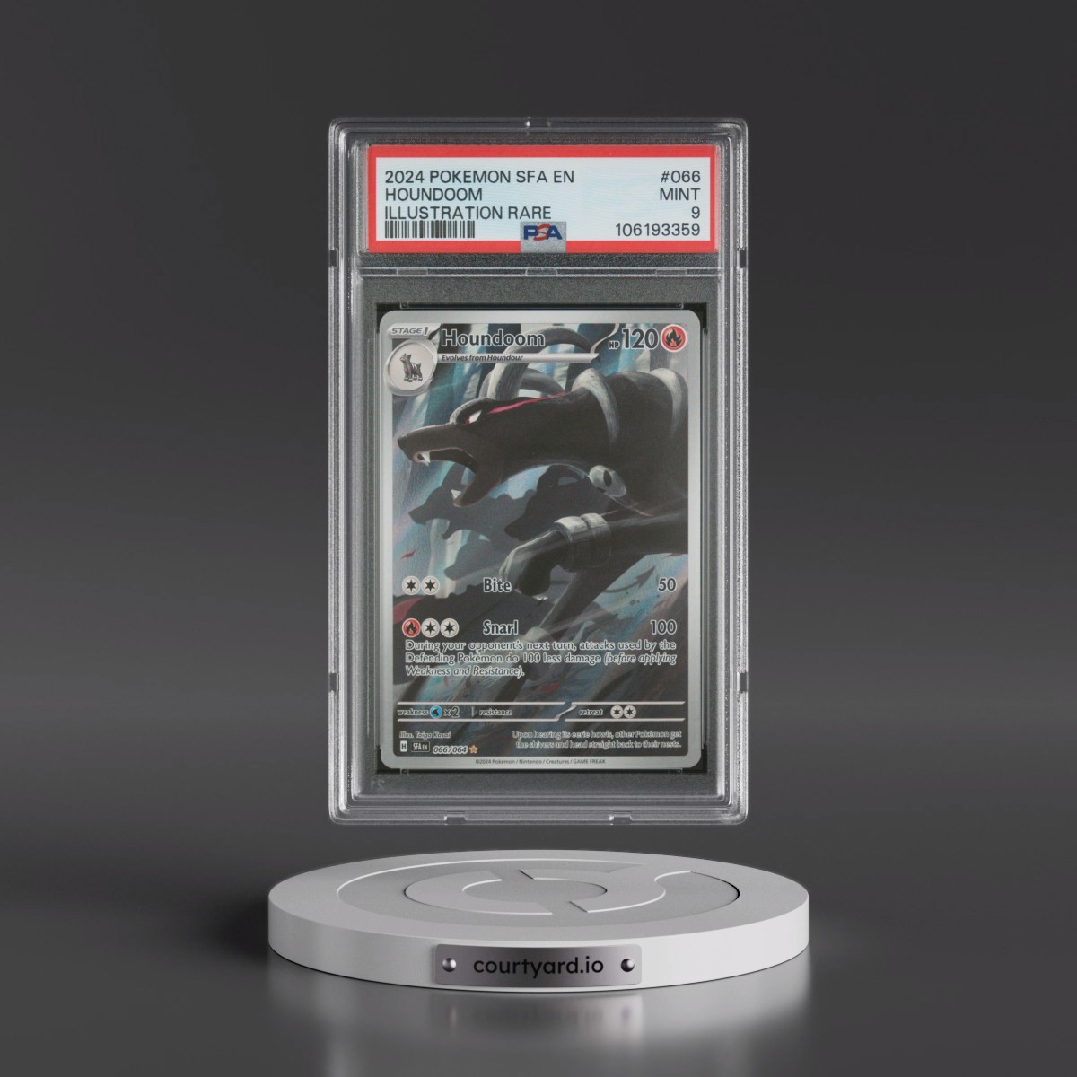 2024 Pokémon Sfa EN-Shrouded Fable #066 Houndoom - Illustration Rare (PSA 9 MINT)