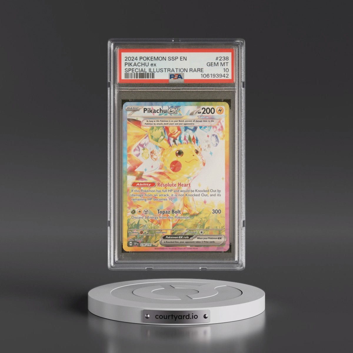 2024 Pokémon Ssp EN-Surging Sparks #238 Pikachu EX - Holo Special Illustration Rare (PSA 10 GEM MINT)