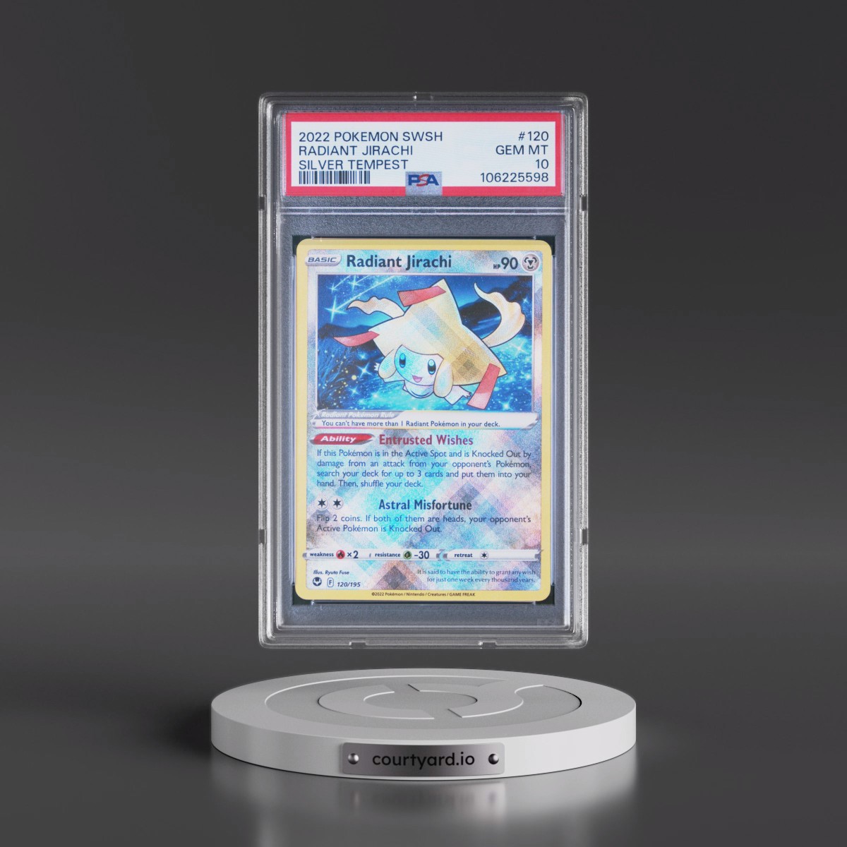 2022 Pokémon Sword & Shield Silver Tempest #120 Radiant Jirachi - Holo (PSA 10 GEM MINT)