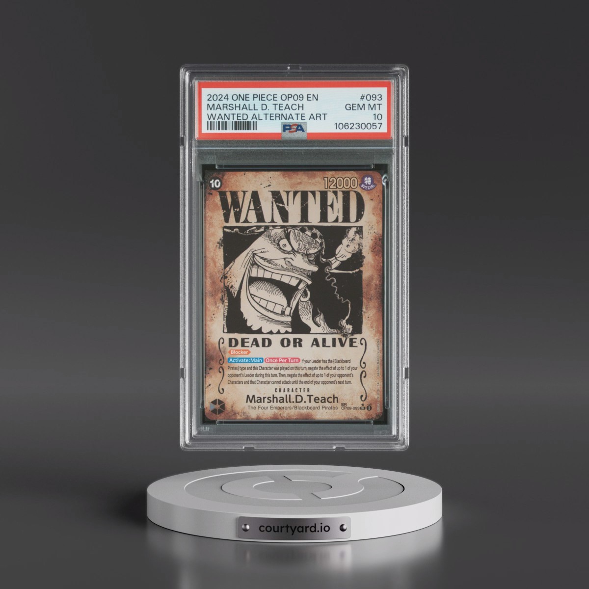2024 One Piece OP09-Emperors in the New World #093 Marshall D. Teach - Wanted Alternate Art (PSA 10 GEM MINT)