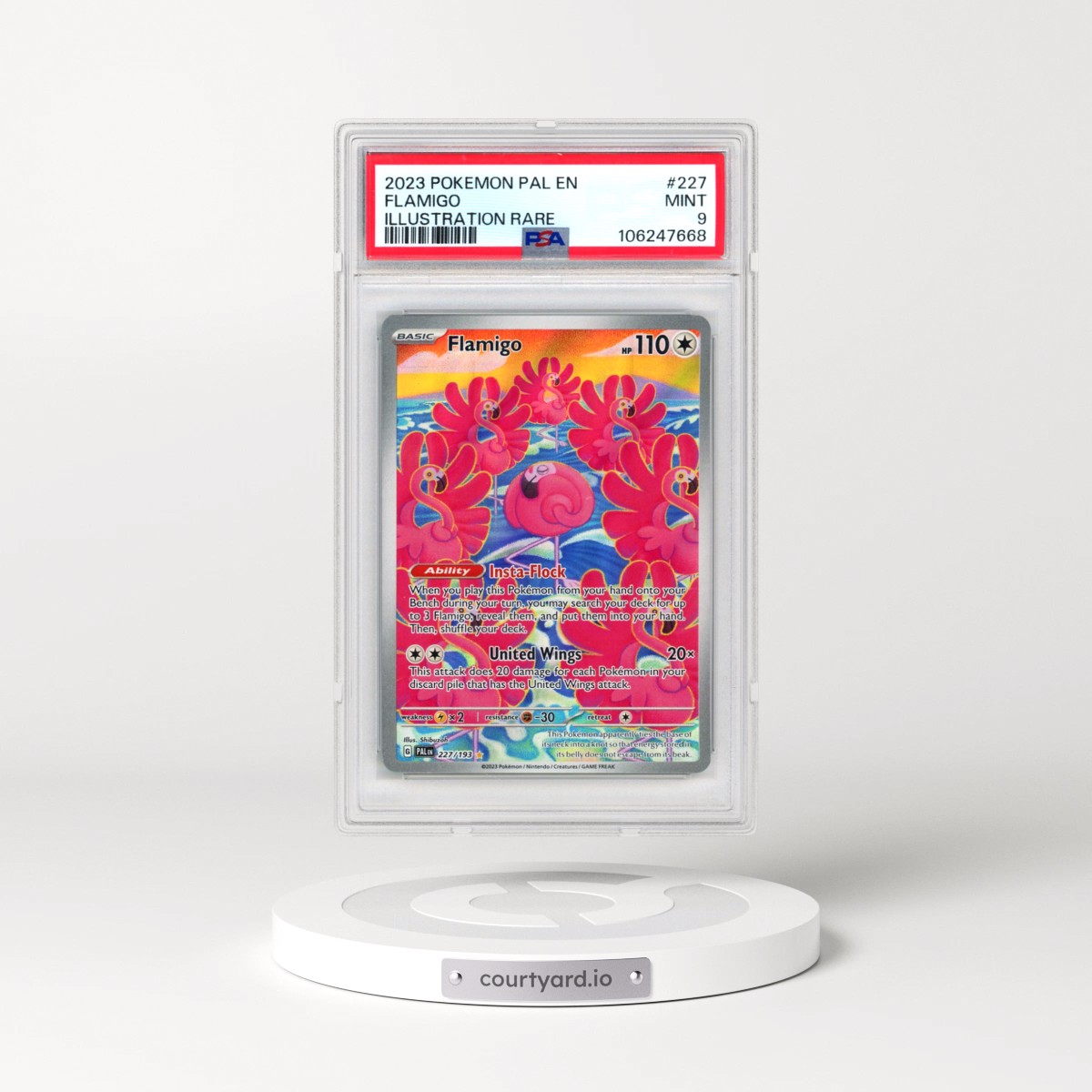 2023 Pokémon Pal EN-Paldea Evolved #227 Flamigo - Illustration Rare (PSA 9 MINT)