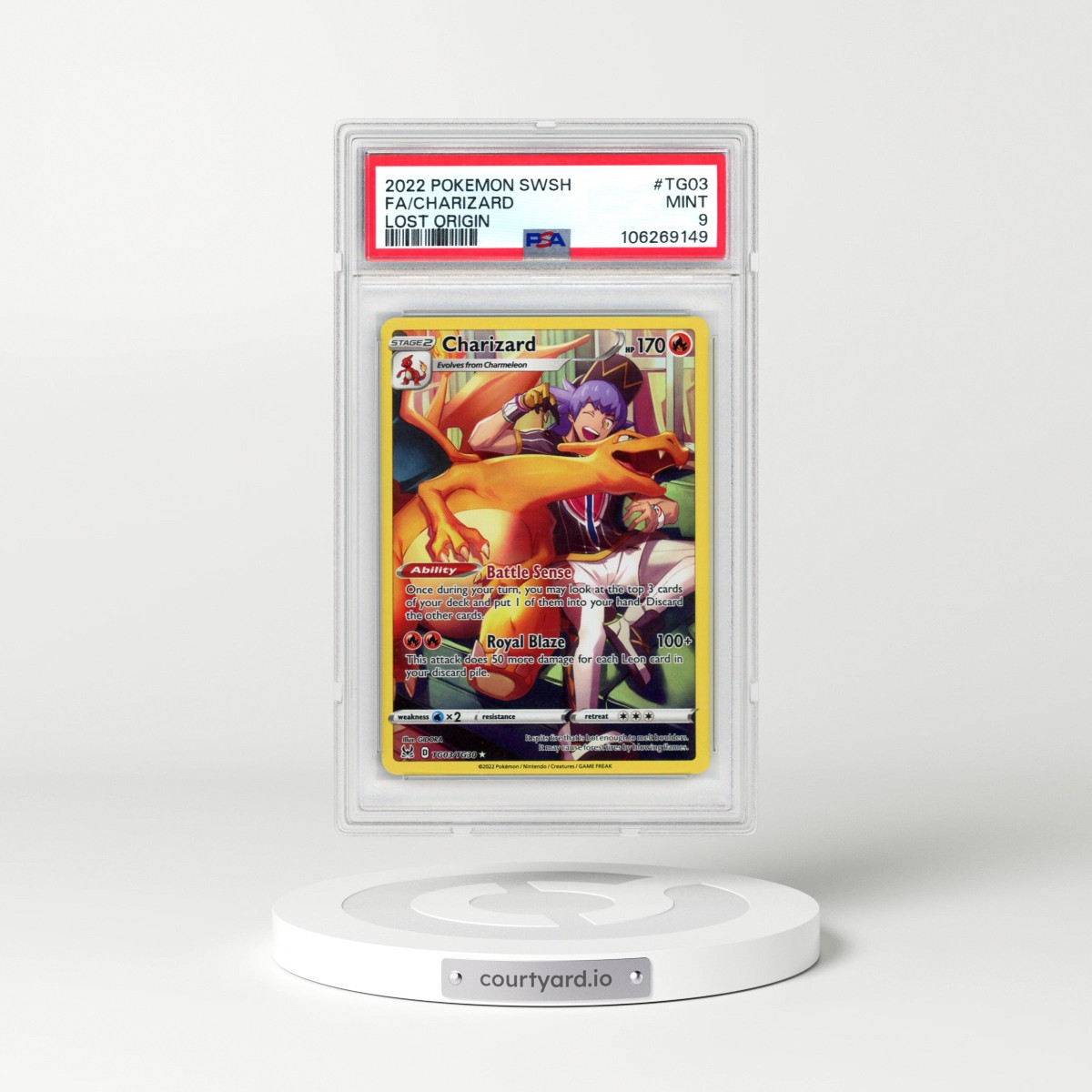 2022 Pokémon Sword & Shield Lost Origin #TG03 Charizard - Full Art (PSA 9 MINT)
